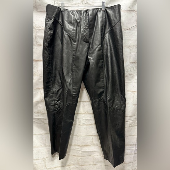 Fairfax & Kent vintage black leather pants women’s size 22.5 - Picture 1 of 6